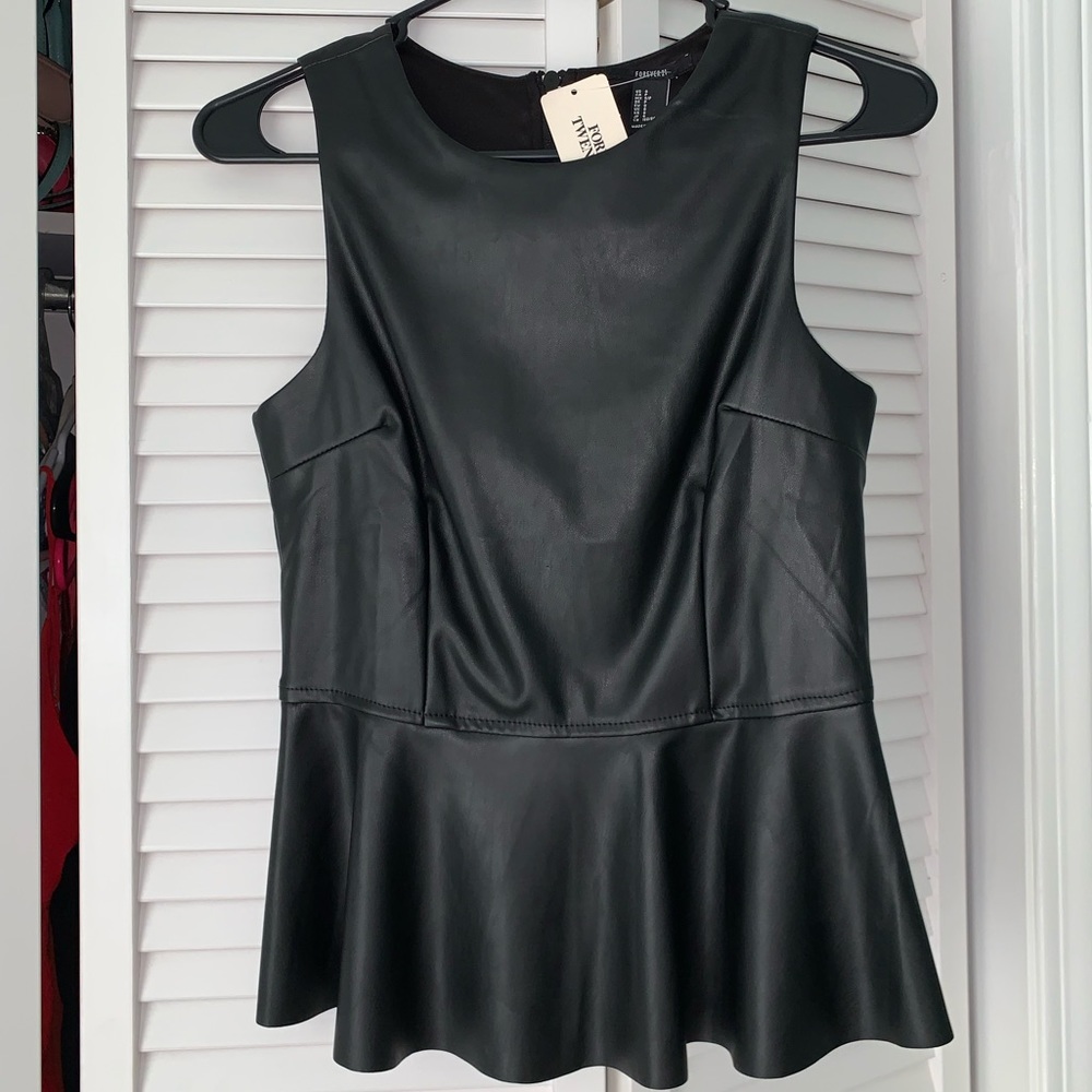 Leather Peplum Top
